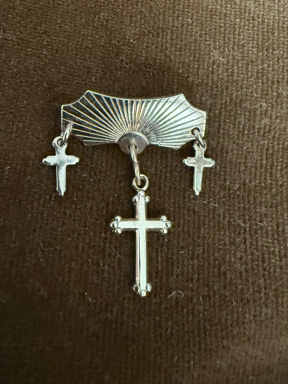 Bundle 3 for 50% off 1940s Antique Little Silver-Toned Metal Pin with Crosses
